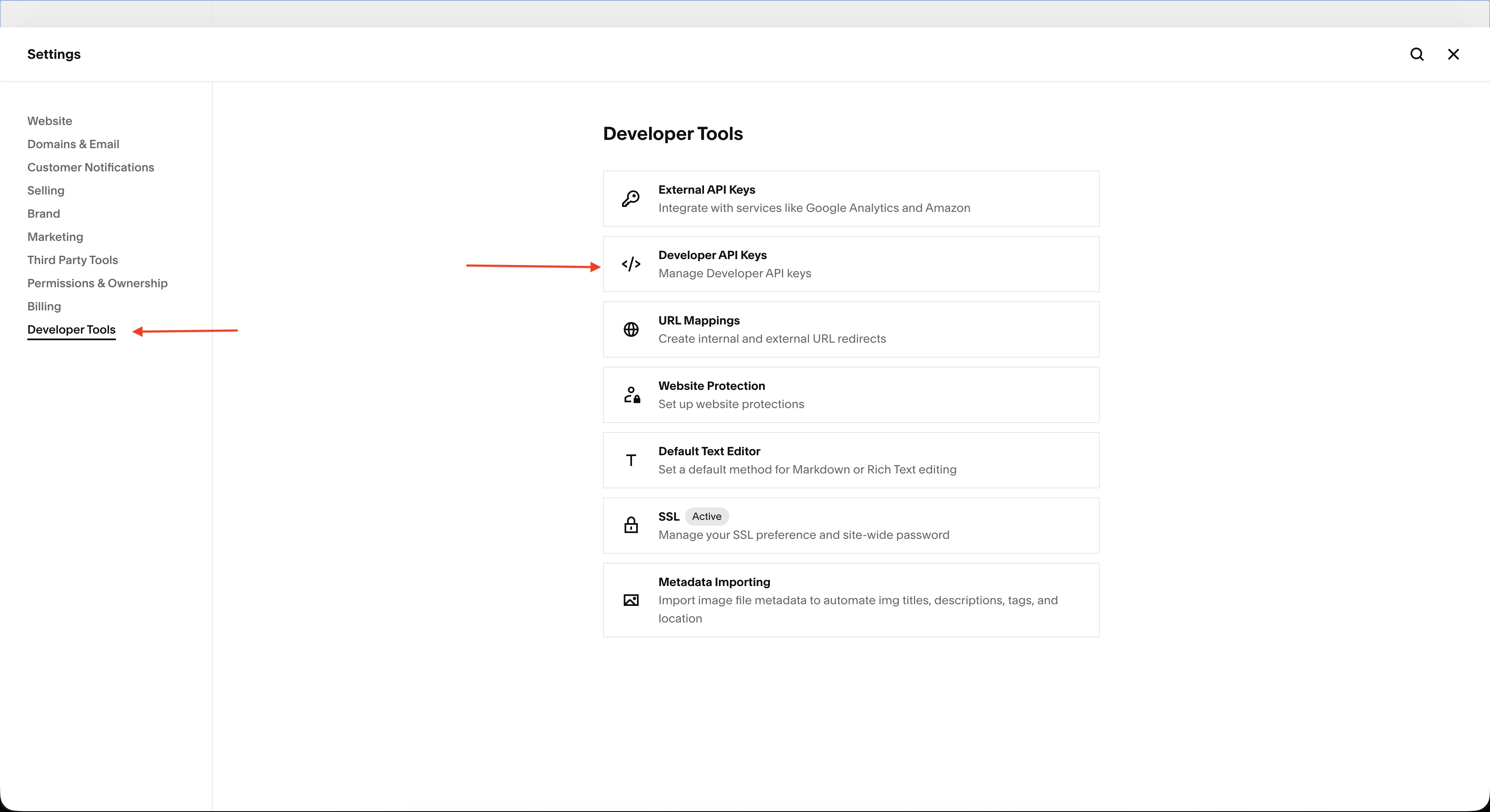 Selecting API key